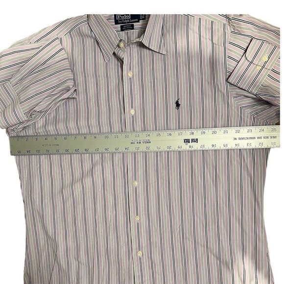 Polo Ralph Lauren Shirt Men’s 16.5 Purple Stripe Button Up Andrew Dress Pony - Picture 4 of 9